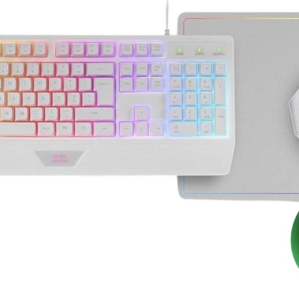 Conjunto Gaming Teclado PT + Rato 3200DPI + Tapete (Branco) - MARS - GAMING