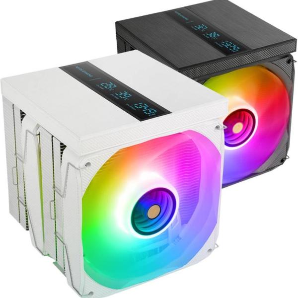 Air Cooler CPU MCPU - LCDPRO Dual - Tower ARGB Infinity Mirror c/ LCD (Branco) - MARS GAMING