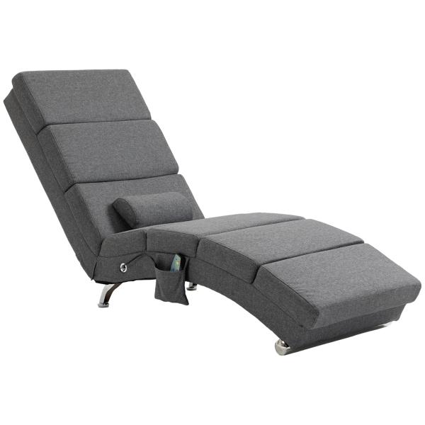 Cadeirão Relax Reclinável com 8 Pontos de Massagem e Aquecimento Lombar, 5 Modos, Comando e Bolso Lateral, Cinzento Escuro
