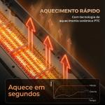 Aquecedor Elétrico Cerâmico PTC 2000W com 4 Modos, Chama Dinâmica, Comando, Oscilação 70° e Proteção contra Sobreaquecimento