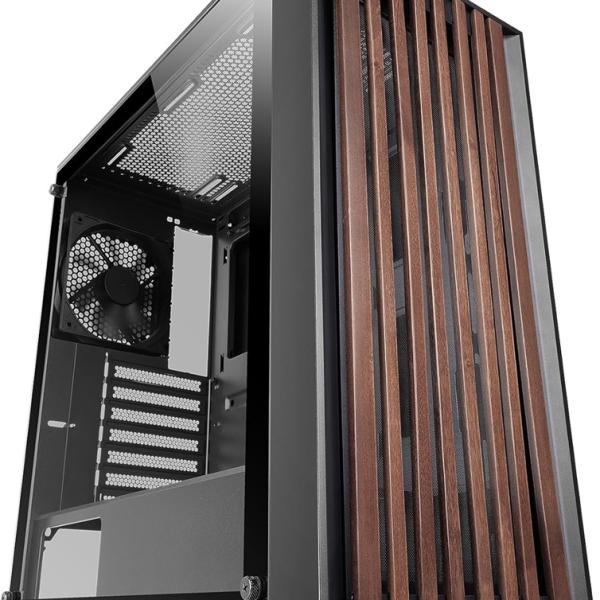 Caixa ATX MC - WOOD Midi Tower (Preto) - MARS - GAMING