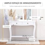 Mesa Tipo Consola para Sala de Estar Consola para Entrada com 2 Gavetas e Prateleira Inferior 100x33x75cm Branco