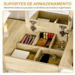 Toucador com Espelho Dobrável Mesa de Maquilhagem com Banco Compartimentos e Gavetas 100x45x118cm Madeira e Branco