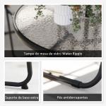 Conjunto de Mesa e Cadeiras de Jardim de 6 Peças com 4 Cadeiras Dobráveis Mesa de Vidro e Chapéu de Sol Cinzento
