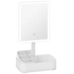 Espelho de Maquilhagem com Luz LED Espelho de Toucador Recarregável com 2 Modos de Iluminação Rotação de 180° 22x13,8x38 cm Branco
