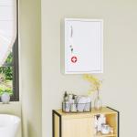 Armário de Parede de Aço para Medicamentos de 3 Níveis com Fechadura e 2 Chaves para Casa de Banho 40x15x53,5 cm Branco