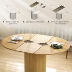 Mesa de Refeição Extensível Redonda para 6 - 8 Pessoas com Base Estriada para Sala de Estar 110 - 150x110x75 cm Madeira