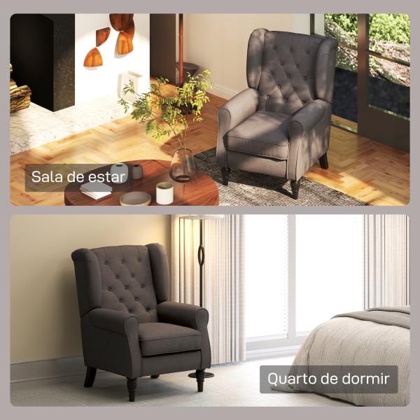Poltrona de Sala de Estar Poltrona Moderna para Dormitório com Pés de Madeira Poltrona Individual 74x86x102 cm Marrom
