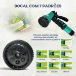 Carretel de Mangueira Retrátil de Parede de 25+2 m e Bloqueio de Retorno Automático Bocal com 7 Funções e Giro de 180° 55x20x42 cm Cinza Claro