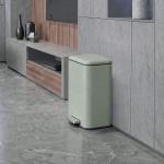 Caixote do Lixo de Cozinha 20 L em Aço Galvanizado com Tampa de Fecho Suave Pedal Balde Removível e Acabamento Anti - impressões Digitais Verde Claro
