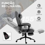 Cadeira de Escritório com 6 Pontos de Massagem 5 Modos Reclinável 155° com Função de Aquecimento 66x76x112 - 120 cm Cinza