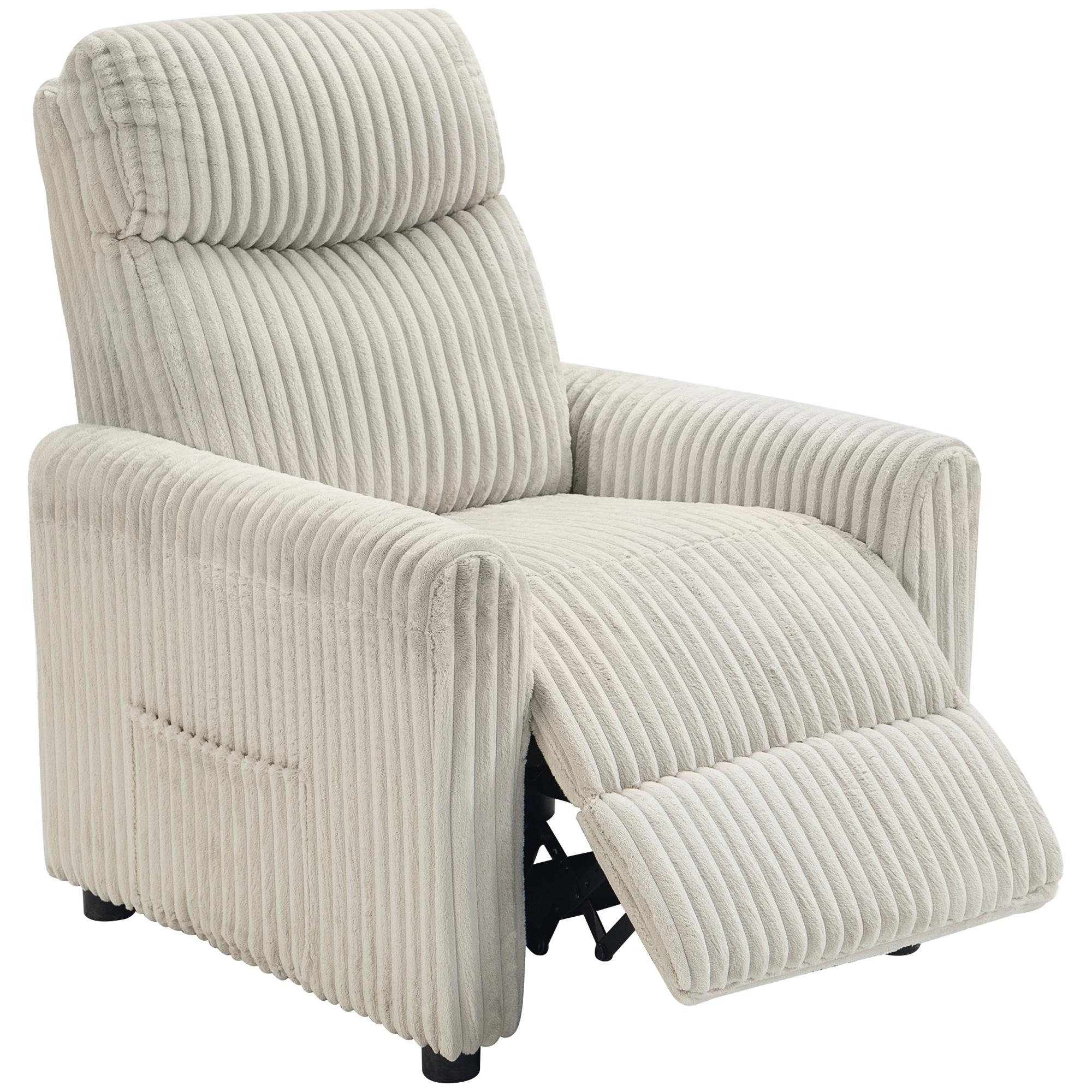 Poltrona Relax Reclinável Manual Estofada em Veludo com Apoio para Pés 73x86x100 cm Creme