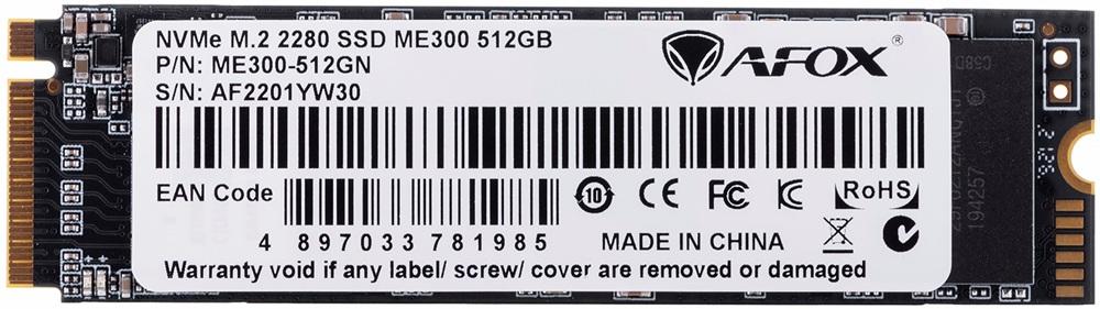 Disco SSD 512GB M.2 PCI Express 3.0 NVMe 3D NAND - AFOX