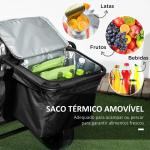 Carrinho de Transporte Dobrável com Bolsa Térmica Removível Capacidade 100 kg para Campismo Praia 113x57x77 - 100 cm Preto