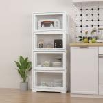 Vitrine Branco de 4 Níveis para Sala de Estar Anti - Tombo 59x30x139 cm com Portas Abatíveis de Acrílico Colecionador