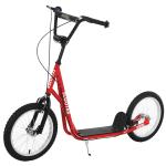 Trotinete com Guiador Ajustável 2 Pneus de Borracha Insufláveis com Travagem Dupla e Rodas 16" 139x58x90 - 96 cm Vermelho