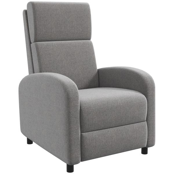 Poltrona Relax Reclinável até 160° Poltrona Reclinável Manual com Apoio para os Pés 64x86x102 cm Cinza