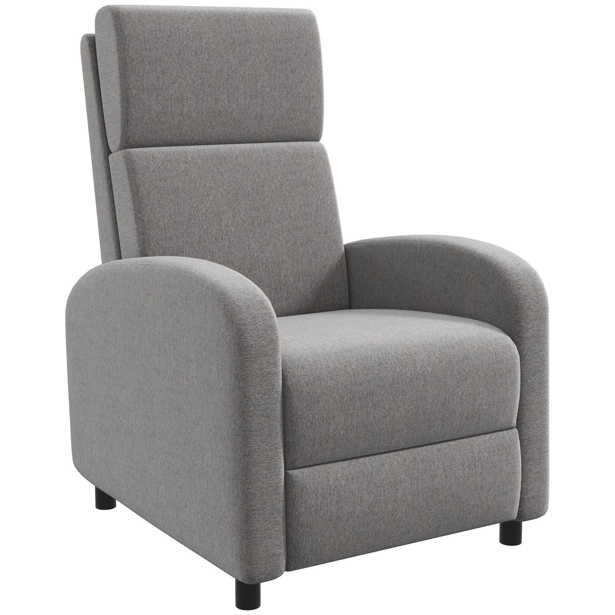 Poltrona Relax Reclinável até 160° Poltrona Reclinável Manual com Apoio para os Pés 64x86x102 cm Cinza