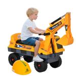 Escavadora Infantil sem Pedais para Crianças de 2 - 3 anos Carro Andador com Pá Pinça de Agarrar Luzes Música e Armazenamento Oculto 90x28x58cm Amarelo