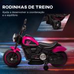 Motocicleta Elétrica para Crianças de 18 - 36 Meses com Bateria 6V Farol e Rodas Auxiliares Removíveis 76x42x57 cm Rosa