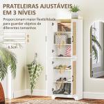 Armário de Cozinha com Prateleiras Ajustáveis Portas em Vime e Sistema Anti - Tombo 60x30x170 com Branco