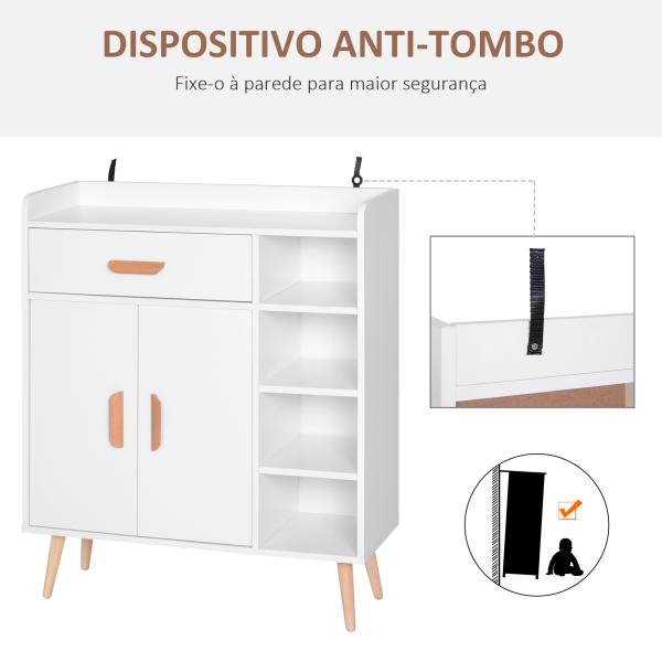 Aparador multiuso para cozinha sala de jantar 80x29,5x96cm Branco