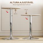 Mesa de Bar com Altura Ajustável Giratória 360° com Base Redonda Mesa Alta Moderna para Cozinha Ø60x67 - 93 cm Madeira