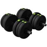 Kit de Halteres 20kg 2 em 1 com Barra de Pesos Pega Antiderrapante para Treino de Força Preto Verde