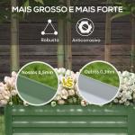 Conjunto de 2 Caixas de Plantio de Aço Caixa de Plantio Quadrada para Cultivos de Plantas Flores Pátio Exterior 100x50x30 cm Verde