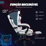 Cadeira Gaming com Orelhas Cadeira Gamer Reclinável com Altura Ajustável e Suporte Lombar 65x62x116 - 124 cm Branco