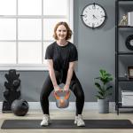 Kettlebell 8kg Peso Russo com Revestimento de PU e Enchimento de Areia para Treinamento 20x14x24cm Laranja e Cinza