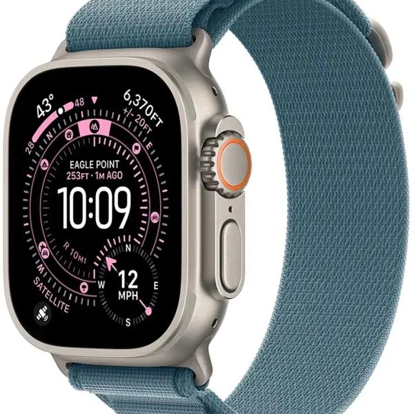 Apple Watch Ultra 3 GPS + Cellular 49mm Titânio Natural c/ Bracelete Loop Alpine Azul - Claro S