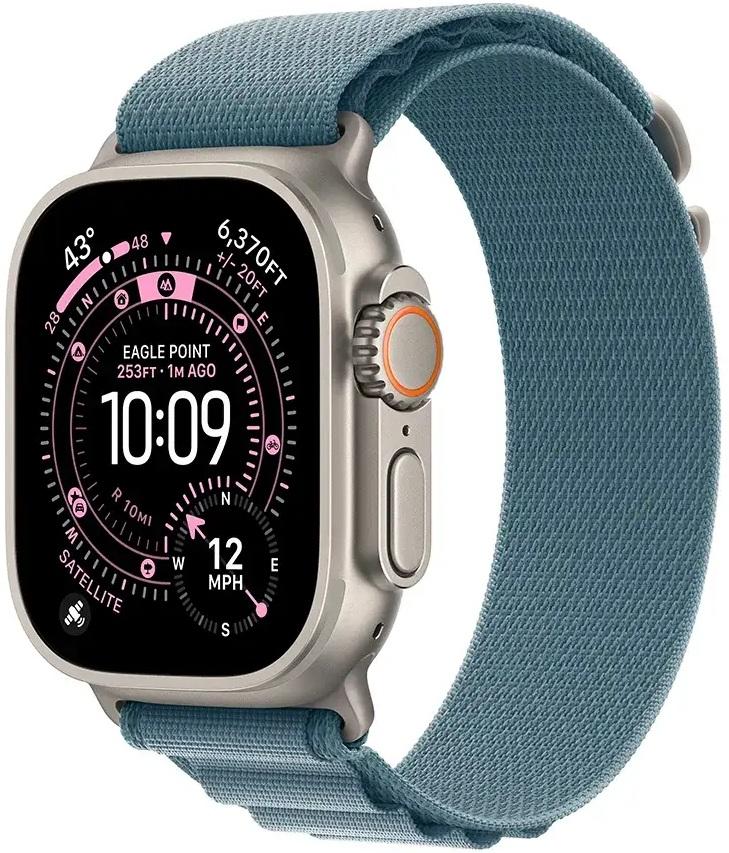 Apple Watch Ultra 3 GPS + Cellular 49mm Titânio Natural c/ Bracelete Loop Alpine Azul - Claro L