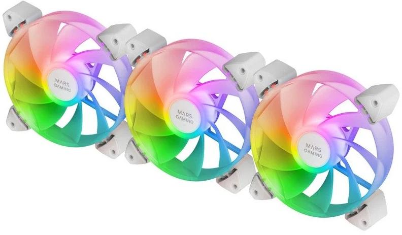 Pack 3x Ventoinhas MF3AR 120mm ARGB (Branco) - MARS - GAMING