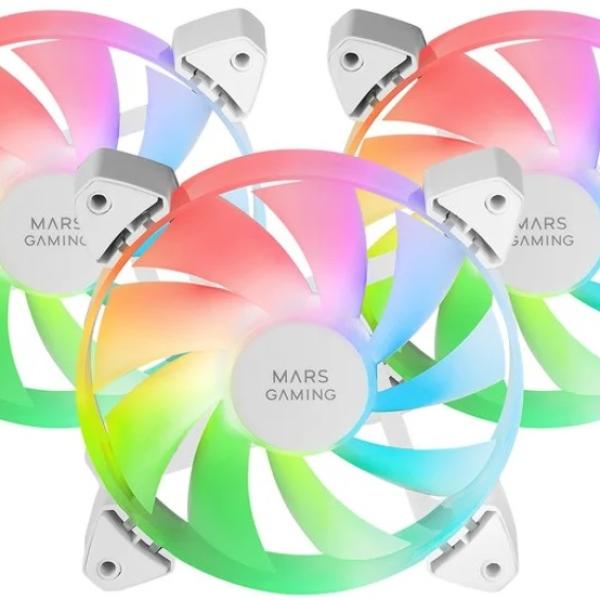 Pack 3x Ventoinhas ARGB 120mm MF - 3A (Branco) - MARS - GAMING