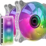 Pack 3x Ventoinhas ARGB MF - 3D 120mm c/ Comando (Branco) - MARS - GAMING