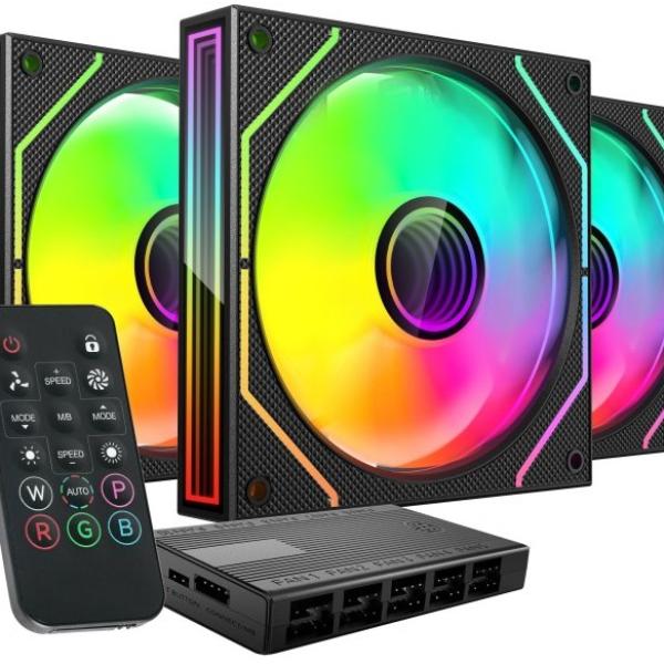 Pack 3x Ventoinhas MF3DPROKIT 120mm ARGB (Preto) - MARS - GAMING