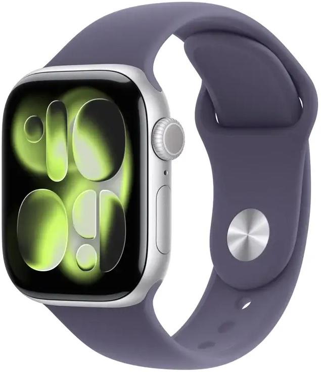 Apple Watch Series 11 GPS + Cellular 42mm Alumínio Prateado c/ Bracelete Desportiva Roxo Névoa M/L