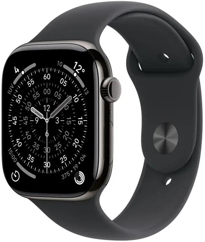 Apple Watch Series 11 GPS + Cellular 42mm Titânio Ardósia c/ Bracelete Desportiva Preta M/L