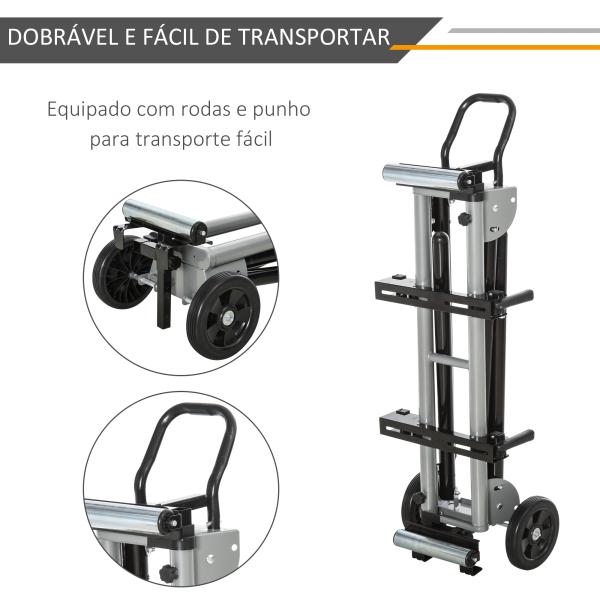 Suporte universal para serra de esquadria dobrável com distância de trabalho ajustável 123,5 - 245x73x96 cm Preto
