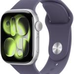 Apple Watch Series 11 GPS + Cellular 46mm Alumínio Prateado c/ Bracelete Desportiva Roxo Névoa M/L