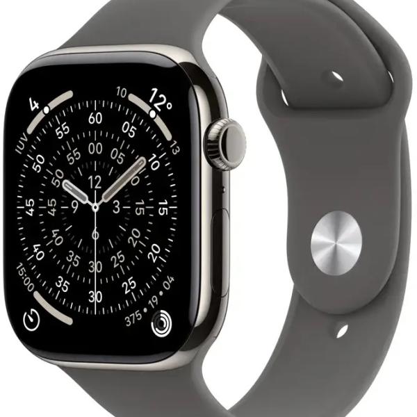 Apple Watch Series 11 GPS + Cellular 46mm Titânio Natural c/ Bracelete Desportiva Cinzento Rocha S/M