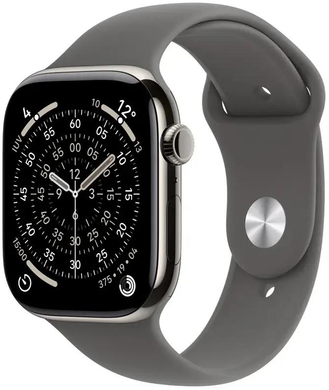 Apple Watch Series 11 GPS + Cellular 46mm Titânio Natural c/ Bracelete Desportiva Cinzento Rocha S/M