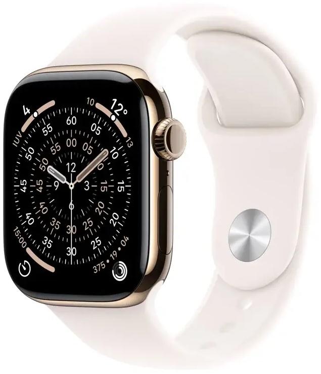 Apple Watch Series 11 GPS + Cellular 46mm Titânio Dourado c/ Bracelete Desportiva Rosa Leve M/L