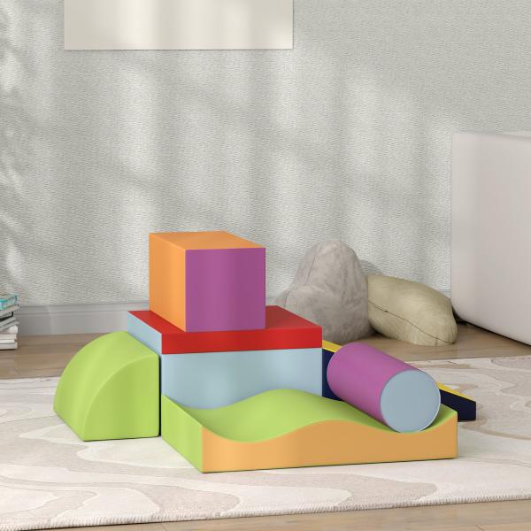 Conjunto de 7 Blocos de Espuma para Crianças 1 - 3 Anos, Blocos de Psicomotricidade e Construção, 60x40x11 cm, Multicolor