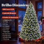 Árvore de Natal 220 cm com 400 Luzes LED, 11 Modos, Telecomando, 1378 Pontas e Base Metálica Dobrável, Verde