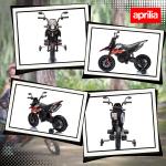 Mota Elétrica Infantil Aprilia 12V Rodas de Apoio Farol Música USB Amortecedor Vermelho 106,5x56x80 cm