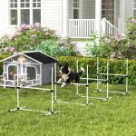 Conjunto de Treinamento de Agilidade para Cães 4 Peças Obstáculos de Salto com Altura Ajustável 99x65x94 cm Azul