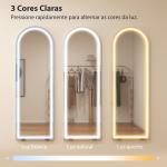 Espelho de Corpo Inteiro com Luzes 150x50 cm Arqueado Sem Moldura 3 Tons de Luz Brilho Ajustável Transparente