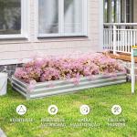 Floreira Exterior Grande Retangular em Aço Galvanizado para Terraço com Fundo Aberto 241x90,5x30 cm Prata